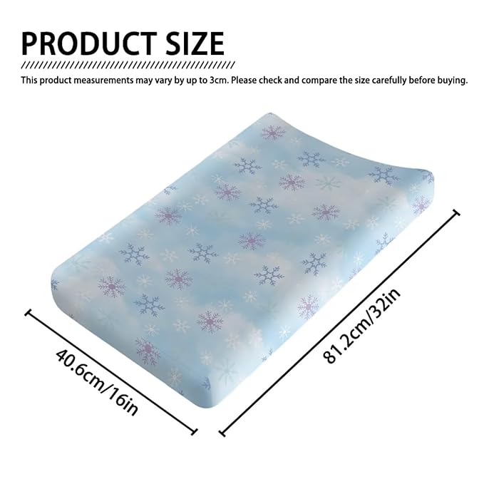 Snowflake Diaper Change Table Covers Fashion Soft Changing Pad Cover for Baby Breathable Diaper Pad Covers for Changing Table 16x32 Inch Gift for Holiday