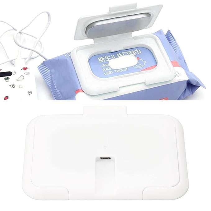 Plplaaoo Rechargeable Baby Wipe Warmer Portable USB Wet Wipe Heater with Constant Temperature, Double Layers Cover, Ultra-Thin Design for Home, Car & Travel,Compact Wipe Warmer