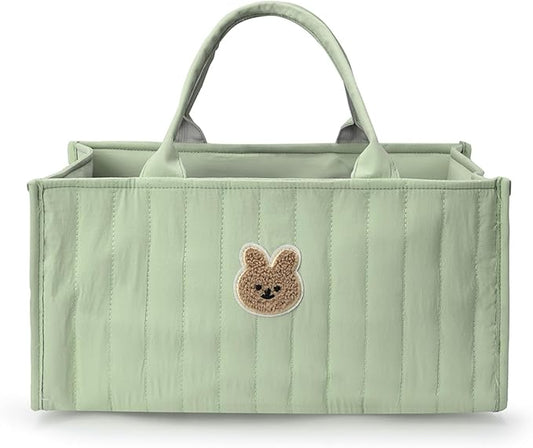 Diaper Caddy Organizer,Cute Floral Nursery Storage Basket,Soft Portable Changing Table Car Caddy Organizer Gift (Bear C)