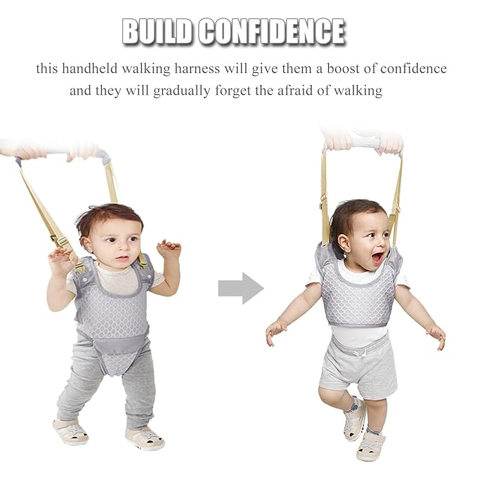 Baby Walking Harness, Handheld Kids Walker Helper with Detachable Crotch Adjustable Walker Harness Assistant Belt Baby Learning Walk Toddler Infant Walker 9-24 Months (Breathable Purple)