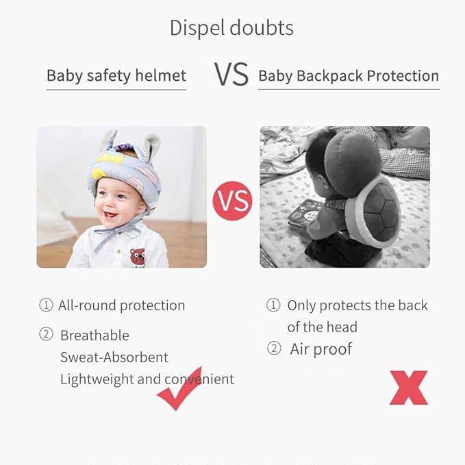 Cute Baby Safety Anti-Bump Walking Helmet, Infant Toddler Anti-Collision Head Cushion Soft Breathable, Kids Anti-Fall Protective Harnesses Cap for Crawling, Walking and Playing (Pink Castle)