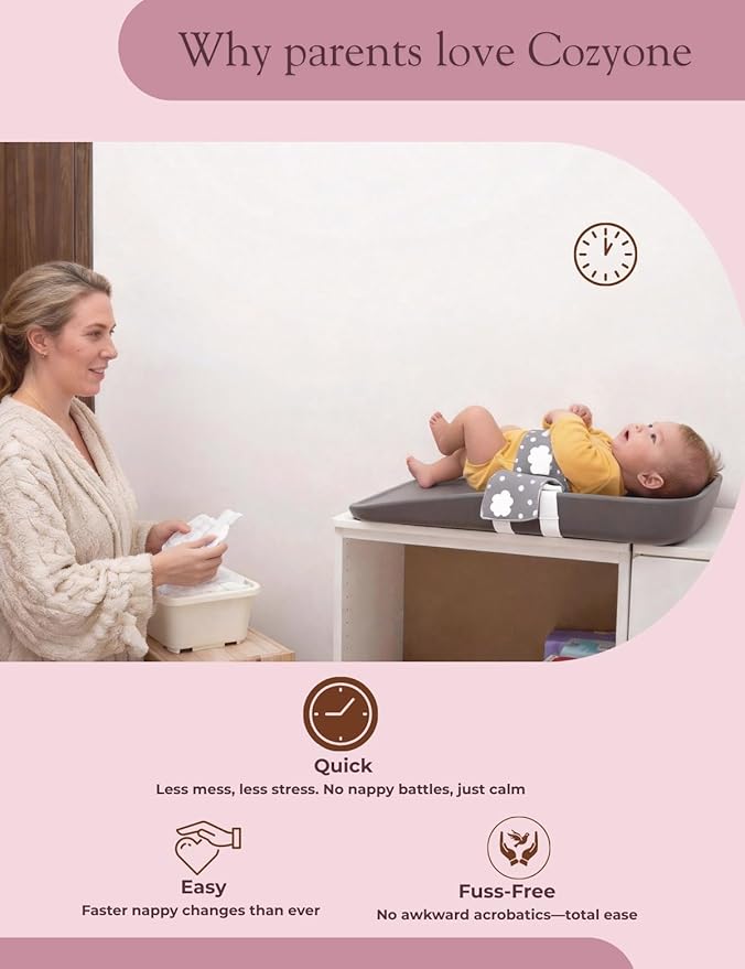 Baby Changing Pad Strap - Cotton Soft Skin-Friendly, Adjustable & Secure Anti-Slip Belt for Infants 0-24 Months, Universal Fit for Changing Pads & Tables, Easy-Clean & Portable (Grey)