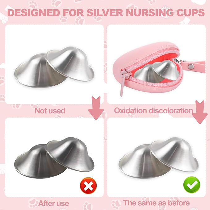 Silicone Case for Silver Nursing Cups, Pink Reusable Silver Nipple Shield Holder for 16-28mm Silver Nipple Covers Breastfeeding, Portable Storage Box for Breast Feeding Nipple Shield Carry
