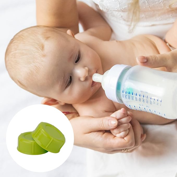 10pcs Narrow Baby Bottle Caps for Dr Brown & Medela Bottles, BPA Free Travel and Storage Baby Bottle Lids Replacement Parts with Sealing Gasket for Ameda Baby Bottles Accessory (Green)