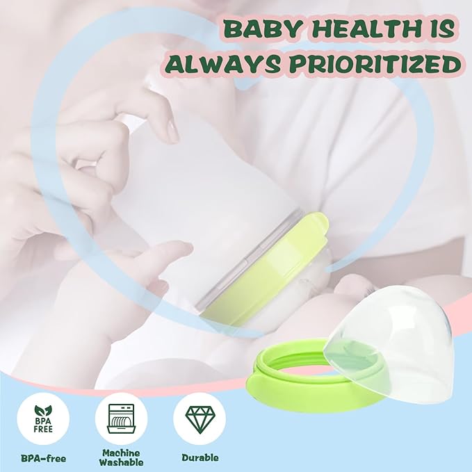 Dome Caps with Nipple Rings Set Compatible for Comotomo Baby Bottles（Not Compatible with Gen2）, Replacements Screw Collars with Dome Lids for Como tomo, Set of 3