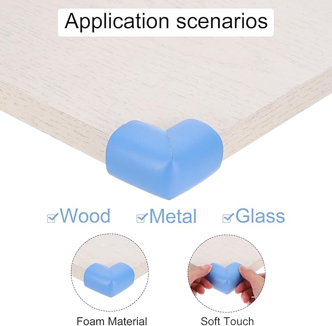 MECCANIXITY 8 Pack Soft Corner Protector, Rubber Foam Furniture Proofing Corner Guards Edge for Fireplace Table Stair, White