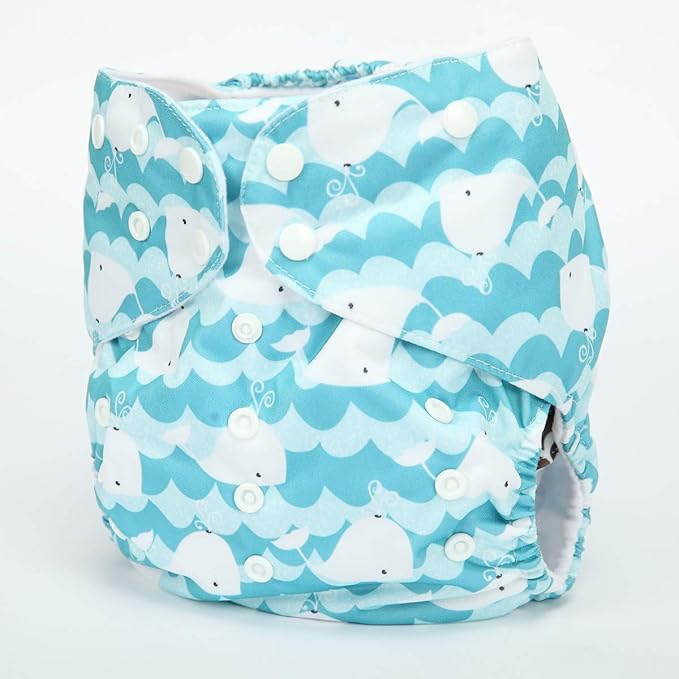 2 to 7 Years Old Junior Big Cloth Diaper Nappy Pocket Washable Baby Toddler (Sea Whale)
