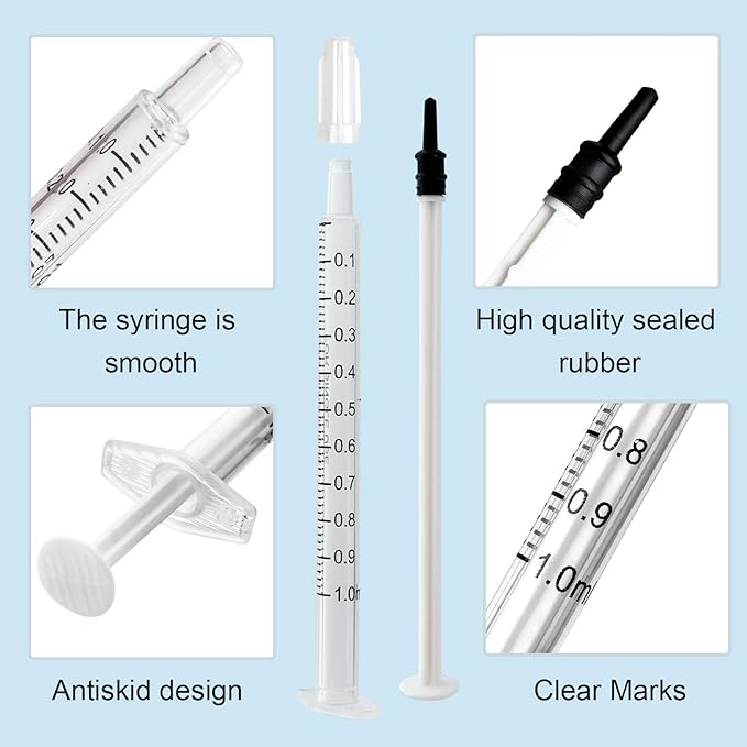 50 Sets 1mL Colostrum Syringes with Caps, Colostrum Collector Kit Include 50pcs 1mL Sterile Syringes, 1 Measuring Cup, 5 Storage Bags, 50 Labels