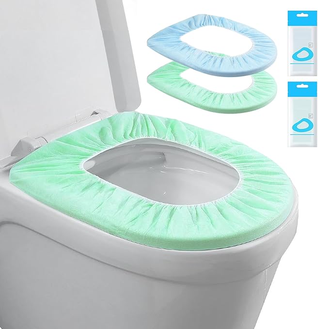 20 Pack Disposable Toilet Seat Cover Waterproof Non-Woven Fabric, Disposable Toilet Seat Covers for Travel, Disposable Seat Covers for Outing Hotel Hospital Public Toilet (Green+Blue)