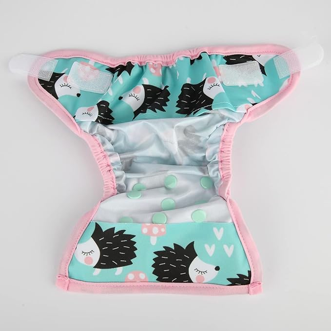 Newborn Baby Cloth Diaper Cover Nappy Hook and Loop (Hedgehogs)