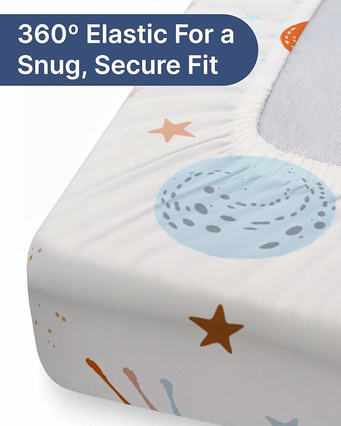 Changing Pad Cover - Pack of 2 Soft Unisex Diaper Change Microfiber Table Sheets - Fits 32"x16" Contoured Pad - Changing Pad Cover for Baby Boys & Girls - Snug, Machine Washable - Oeko-Tex, Space Boy