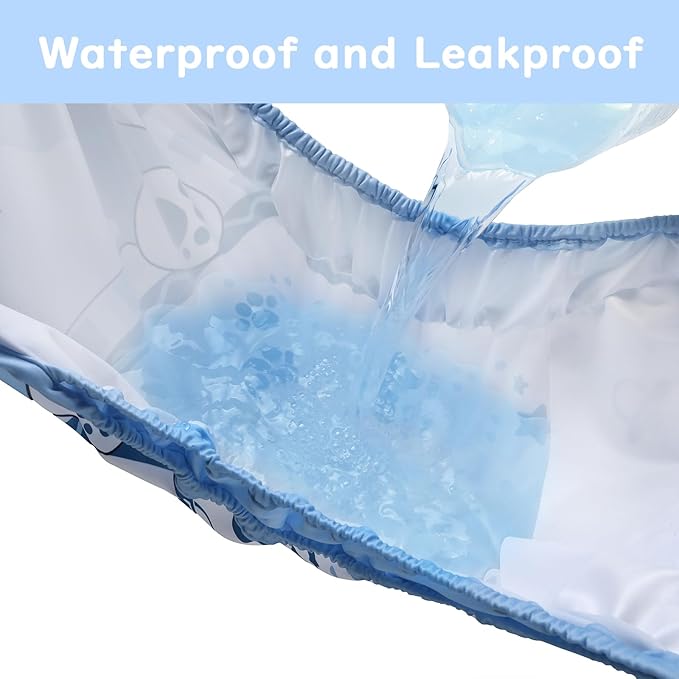 Littleforbig Washable Adjustable Reusable Waterproof Cloth Adult Diaper Wrap Cover- Little Blue M