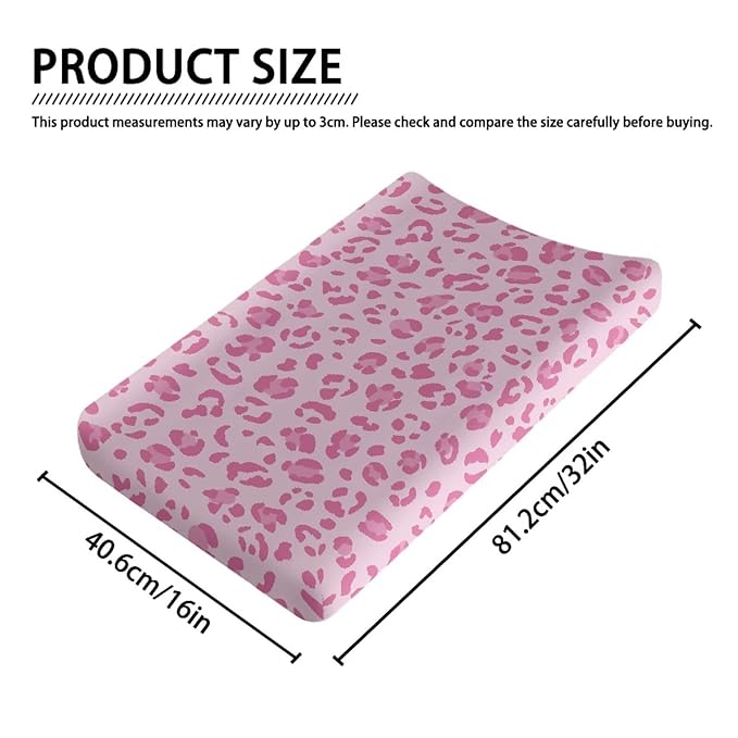 Pink Cow Print Nursery Sheets Comfortable Rectangle Unisex Fitted Baby Changing Pad Cover Sheets for Baby Boys or Girls