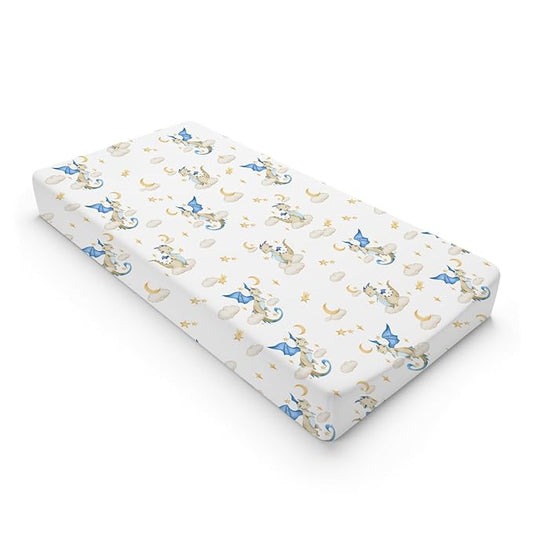 Fairy Tale Dragon Moon Stars Clouds Changing Pad Covers Watercolor Dragons Diaper Changing Table Cover Sheets for Boy Girl Soft Stretchy Snug Fitted Baby Changing Pad Mats 32''x16'' Golden