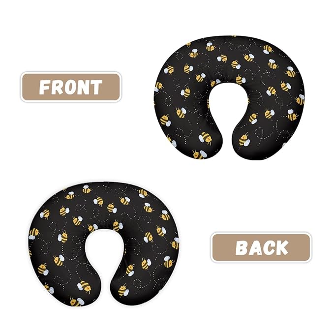 Forchrinse Bee,Black Nursing Pillow Cover for Girls Princess Nursing Pillow Slipcover for Breastfeeding Moms,Easy to Care
