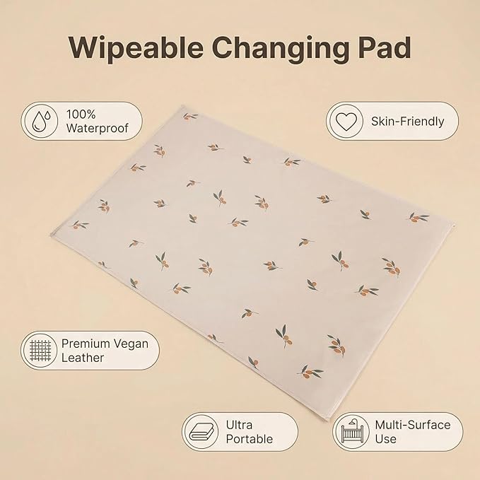 Vegan Leather Baby Changing Mat - Wipeable Portable Changing Pad, Foldable Travel Changing Mat for Baby, Newborns Toddlers Shower Gifts (Branch,20"*28")