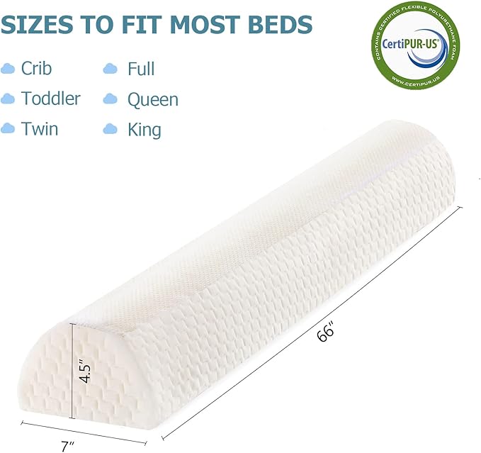 UBBCARE 66 Inches Extra Long Bed Rail, Bed Bumper for Toddlers, Memory Foam Rail Guard for Kids, Adults and Seniors, Fit for Twin, Full, Queen, King Size Bed