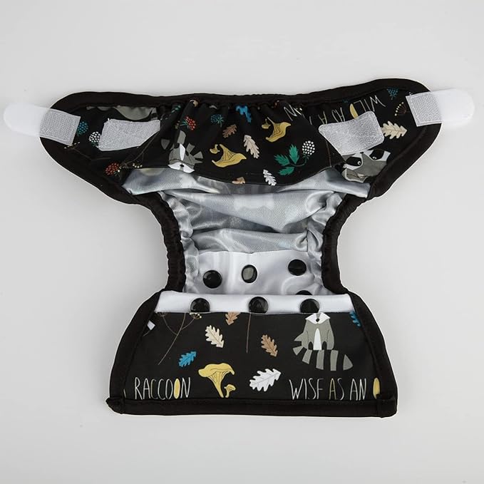 Newborn Baby Cloth Diaper Cover Nappy Hook and Loop (Racoon Owls)