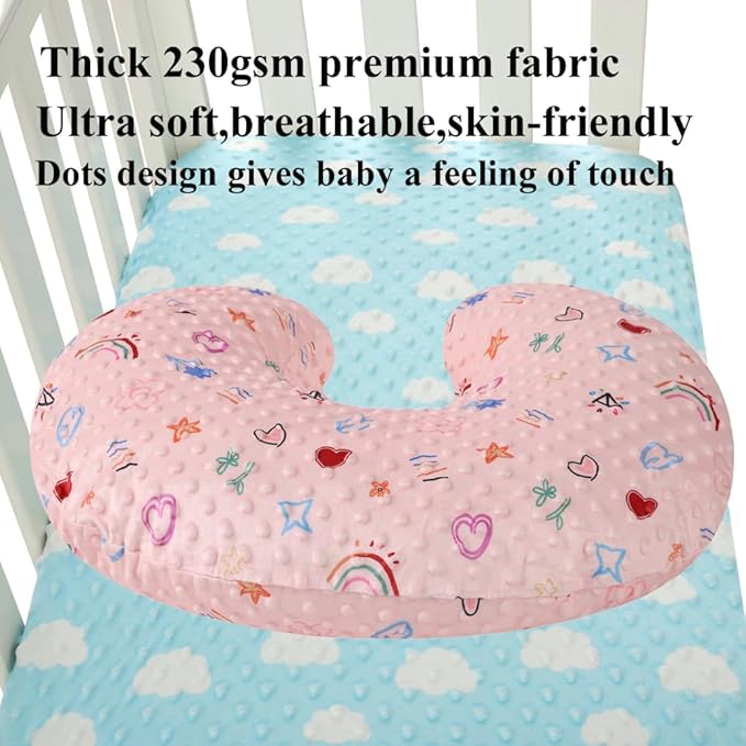 Dot Nursing Pillow Cover Set 2 Pack Nursing Pillow Slipcovers, Ultra Soft Compatible with Boppy Pillow,Standard Pillow for Baby Boy Girl Pink, Love
