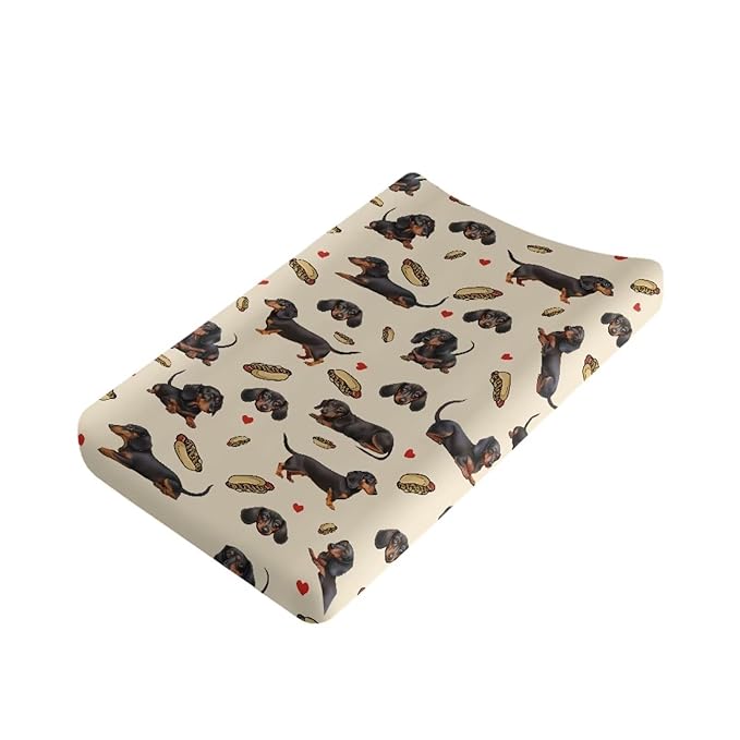 Dachshund Changing Pad Cover Girl Hot Dog Changing Table Covers Toddler Diaper Changing Table Mat Sheets Newborn Infant Baby Pads for Changing