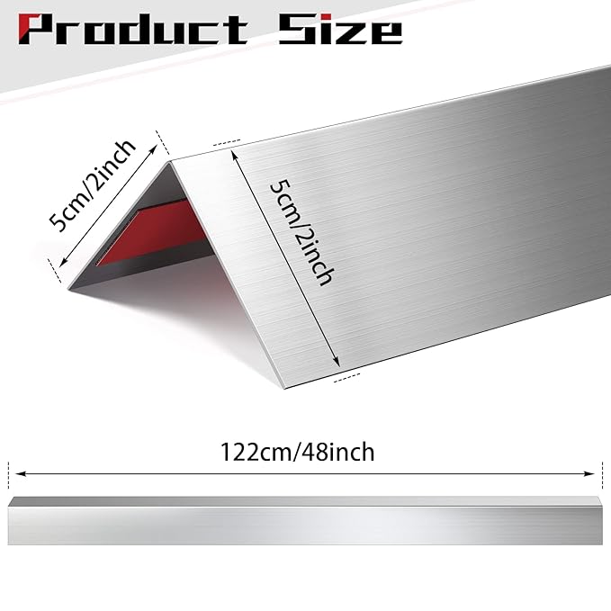 Therwen 20 Pcs 2 x 2 x 48 Inch 304 Stainless Steel Corner Guards Metal Wall Guard Protector Corner Trim Molding for Door Countertop Furniture Cabinet Protection