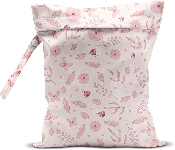 Wet Bag for Swimsuit Pool Travel Baby Cloth Diapers Dirty Yoga Gym Clothes Beach Bags Summer Gifts for Women Men Beach Vacation Essentials Pink Flowers Waterproof Wet Dry Bag Travel Laundry Bags