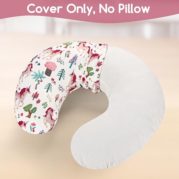 Nursing Pillow Cover, Stretchy and Soft Pillow Slipcover for Baby Boys Girls, Breastfeeding Pillow Covers for Newborn Infants, Pink, Forest