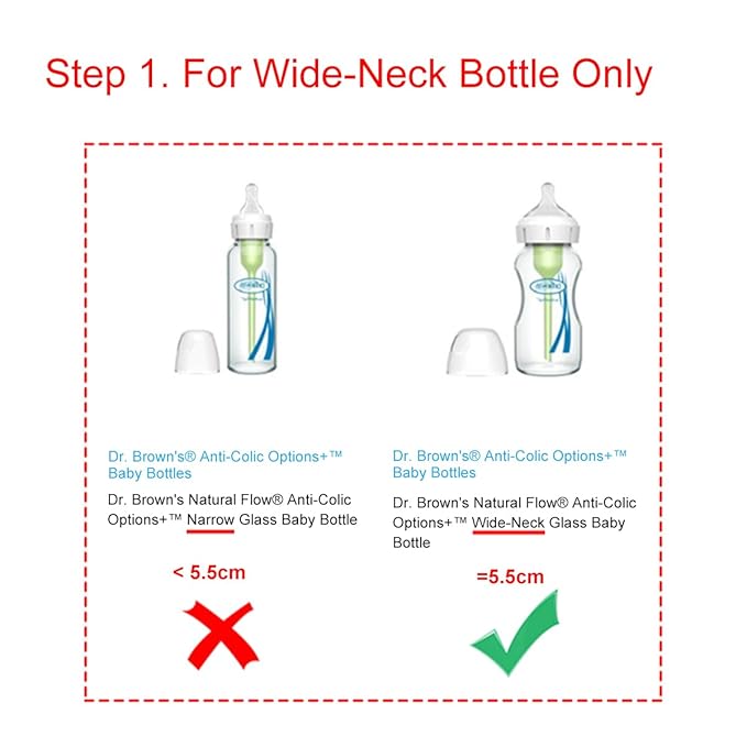 Dome Cap and Handle Compatible with Dr. Brown's Options+ Wide-Neck Baby Bottles, Baby Bottle Lids Replacement, Leak-Proof, BPA-Free