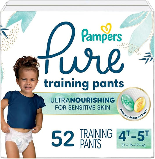 Pampers Pure Protection Training Underwear, Unisex, Size 4T5T, 52 Count, Premium, Hypoallergenic, Soft, Absorbent