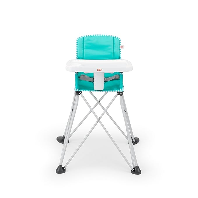 Bright Starts Pop 'N Dine Portable High Chair, Indoor/Outdoor, BPA Free Tray, Easy to Fold, Unisex, Teal, 6 Months +