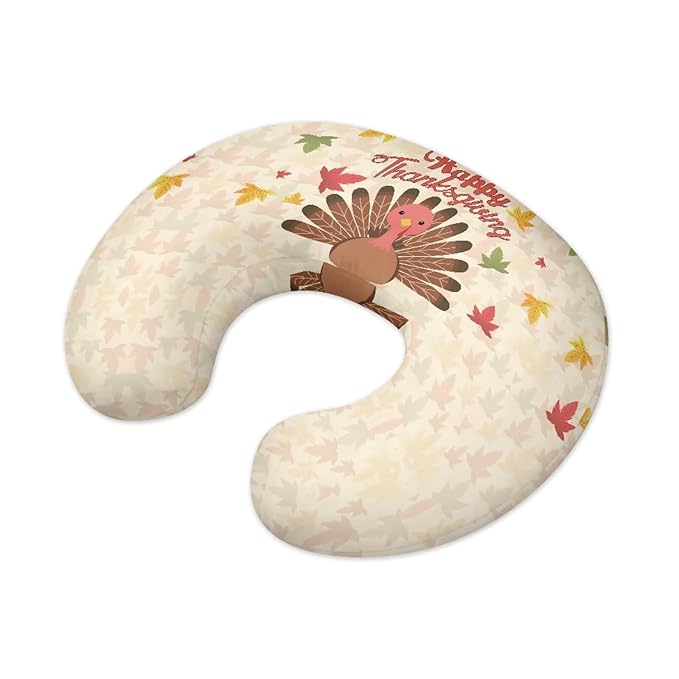Thanksgiving Turkey Nursing Pillow Cover Lightweight Breathable Pillow Cover for Infant Snug, Stretchy Neutral Breastfeeding Fall Pillow Cover for Breastfeeding Moms