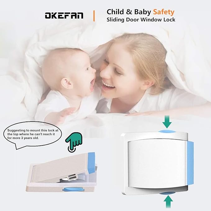 4 Pack Sliding Door Lock Child Safety (Blue)