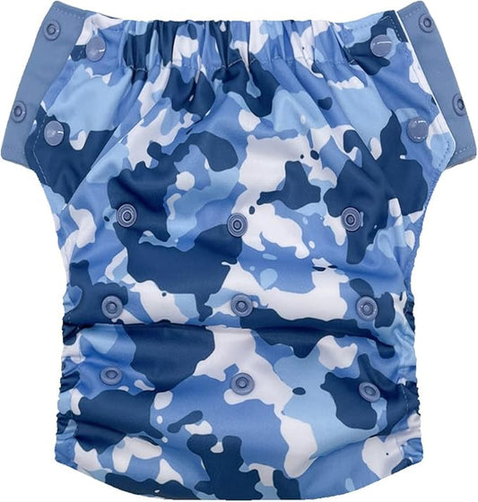 EcoAble Reusable Potty Training Diaper with Insert, Daytime Pull-on Cloth Training Pants for Toddlers and Big Kids (Size 3, Blue Camo)