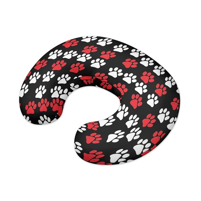 Forchrinse White Red Dog Paw Print Nursing Pillow Cover for Girls Boys Baby Nursing Pillow Slipcover for Puppy’s Lover