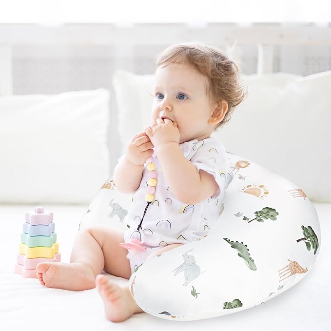 Pea Pod Nursing Pillow Cover for Baby Girl, Stretchy Removable Slipcover for Breastfeeding Pillows, Ultra Soft Comfortable Nursing Pillowcase, Baby Must Have, Forest and Zoo
