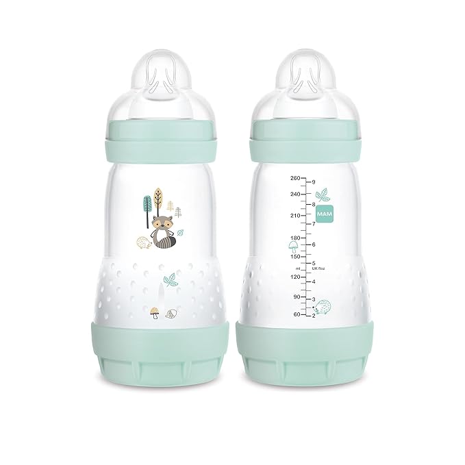 MAM Easy Start Matte Anti-Colic Baby Bottles, 9 oz (2 Count), Medium Flow Nipples, Baby Girl & Boy, 2 Count (Pack of 1)