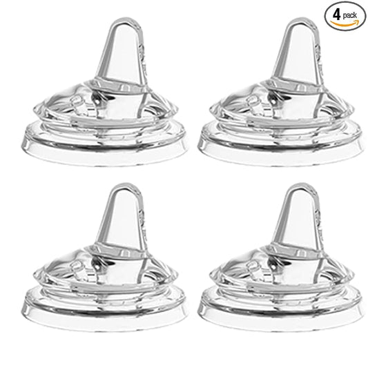 Sippy Spout Nipples for Dr Browns Wide Nack Baby Bottles – Soft Silicone Trainer Nipple for 6M+ Babies, BPA-Free, Spill-Resistant, Pack of 4
