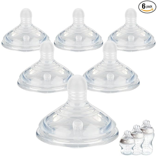 6 Count Silicone Nipples for Tomme Natural Start Anti-Colic Bottles &Advanced Anti-Colic Bottles,Closer to Nature Bottle,Slow Flow,Size 1 Nipple,1m+