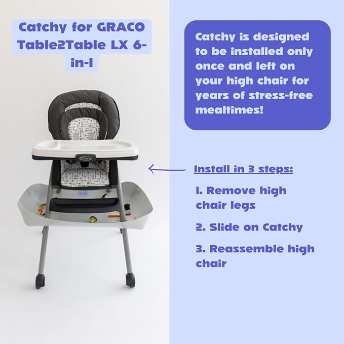 CATCHY - Food Catcher - Compatible with Graco Table2Table LX 6-in-1 High Chair + 11 Other High Chairs - Highchair Sold Separately - Baby & Toddler Food & Mess Catcher - Under High Chair Accessory