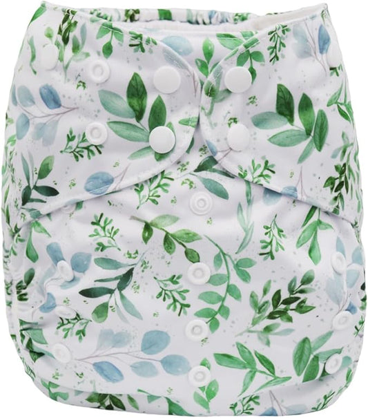 2 to 7 Years Old Cloth Diaper Nappy Pocket Reusable Washable Junior Big Baby Kids Toddler (Green Branches)