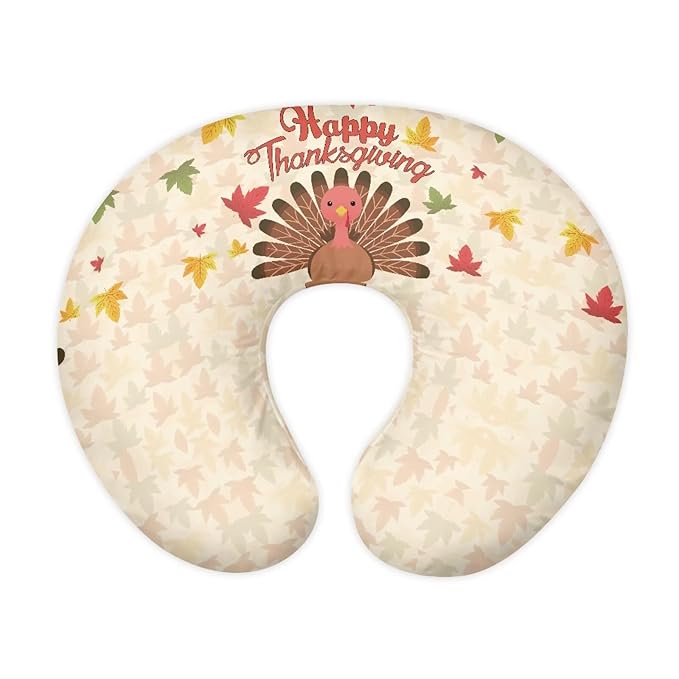Thanksgiving Turkey Nursing Pillow Cover Lightweight Breathable Pillow Cover for Infant Snug, Stretchy Neutral Breastfeeding Fall Pillow Cover for Breastfeeding Moms