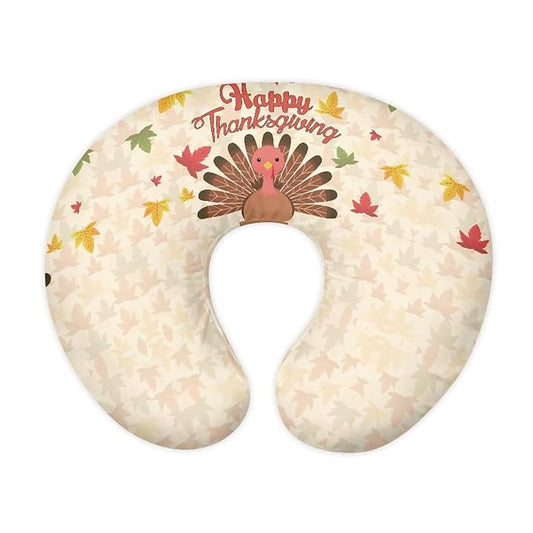 Thanksgiving Turkey Nursing Pillow Cover Lightweight Breathable Pillow Cover for Infant Snug, Stretchy Neutral Breastfeeding Fall Pillow Cover for Breastfeeding Moms