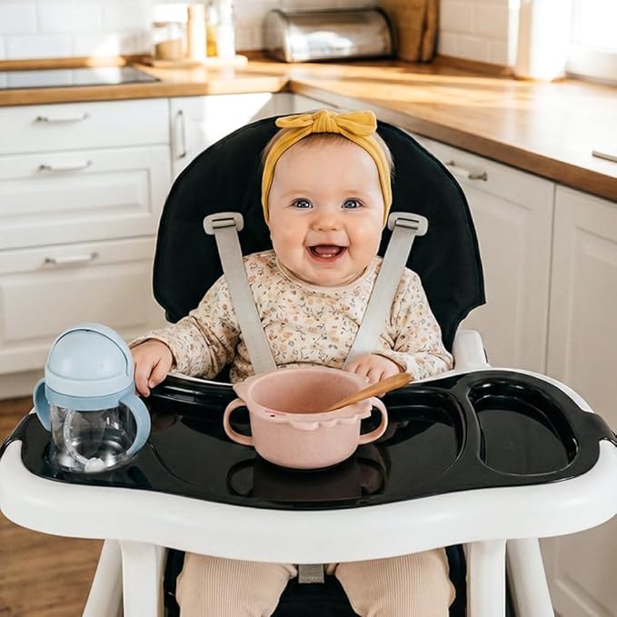 INFANS 5 in 1 Baby High Chair, Convertible Toddler Table Chair Set, Rocking Chair, Multi-Function Seat with Lockable Universal Wheels, Adjustable Seat Back, Removable Trays