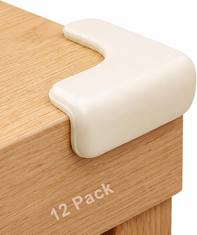 Corner Protector for Baby, 12 Pack EVA Foam Baby Proofing Corner Guards, Soft L-Shaped Furniture Edge Protectors for Tables and Sharp Corners, Tear-Resistant Updated Design, White