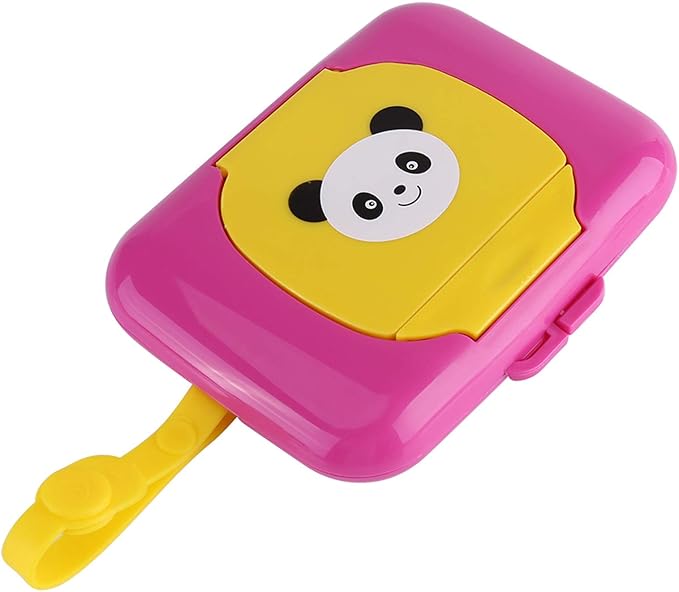 Portable Baby Wipes Dispenser Holder Cute Wet Wipe Container Outdoor Travel Stroller Wet Wipes Box Reusable Tissue Case Dispenser for Home Office Cars (Rose red Box)