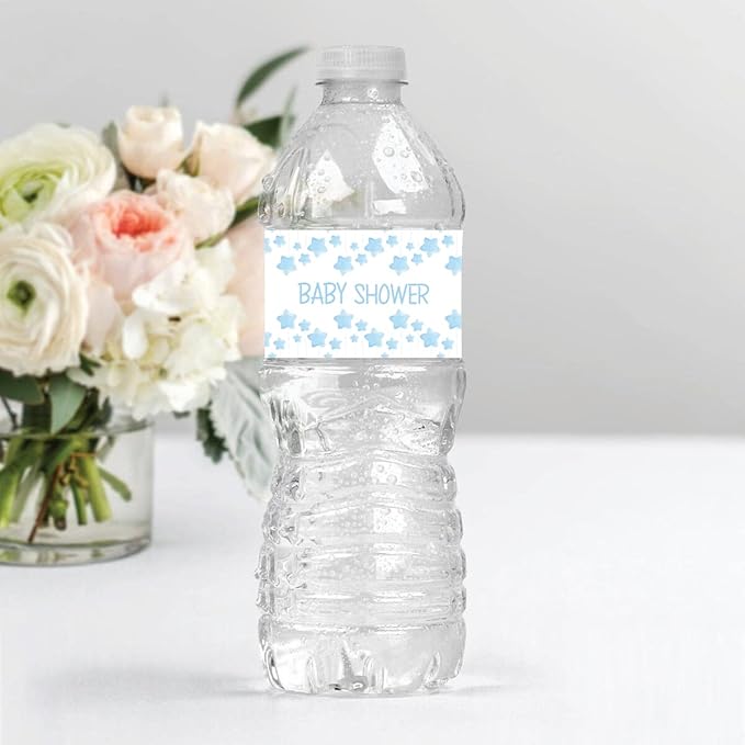 Pack of 32 Pcs, Baby Elephant Theme, Waterproof Self Adhesive Water Bottle Labels For Baby Shower, Boy/Girl, Baby Shower Party Collection