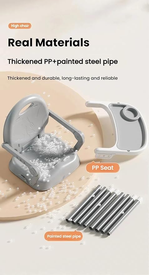 PU Leather Baby High Chair, High Chairs for Babies and Toddlers with Detachable Tray, Small Size Baby Eating Chair (X8123 Grey)