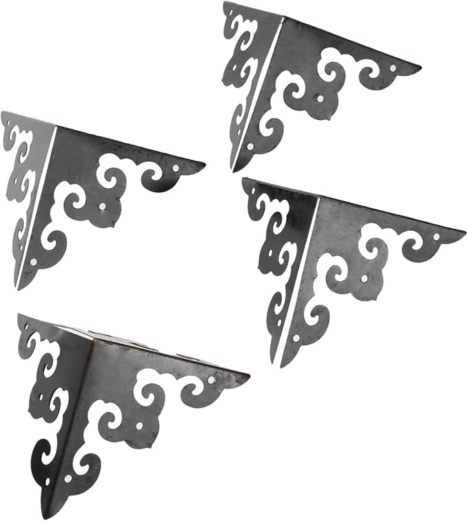 dophee 4Pcs Vintage Corner Protectors, Antique Bronze Decorative Trim Metal Corner Covers Bumpers Edge Guards with Screws for Picture Frame Album Jewelry Box Gift Wine Box Wooden Cases, 1.97"x1.97"