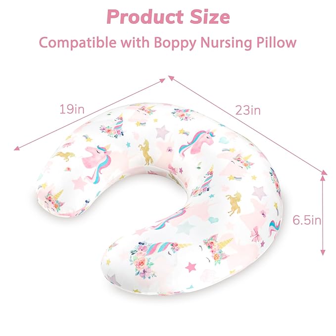 Pea Pod Nursing Pillow Cover Soft & Stretchy Removable Slipcover for Breastfeeding Pillows, Comfortable Nursing Pillow Case for Newborn, Snug Fit, Washable Feeding Pillow Slipcovers in Cute Unicorn