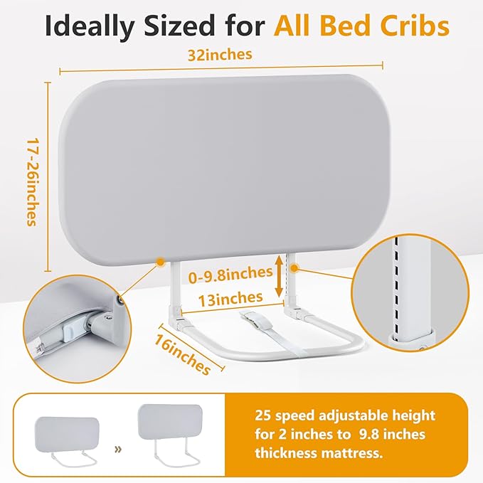 Toddler Bed Rails for Travel - Baby Guard Bed Rail Portable for Crib, Twin, Queen, Full, King Size Beds - Easy to Assemble, Safety Bed Side Rail for Toddlers and Kids